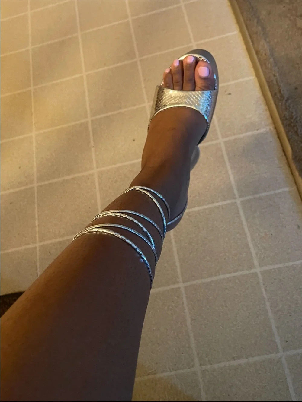 EGO Silver Metallic Platform Lace-Up Sandals - Picture 6 of 6